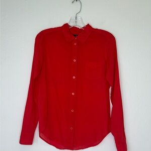 Elegant Red Women's Button Down Shirt